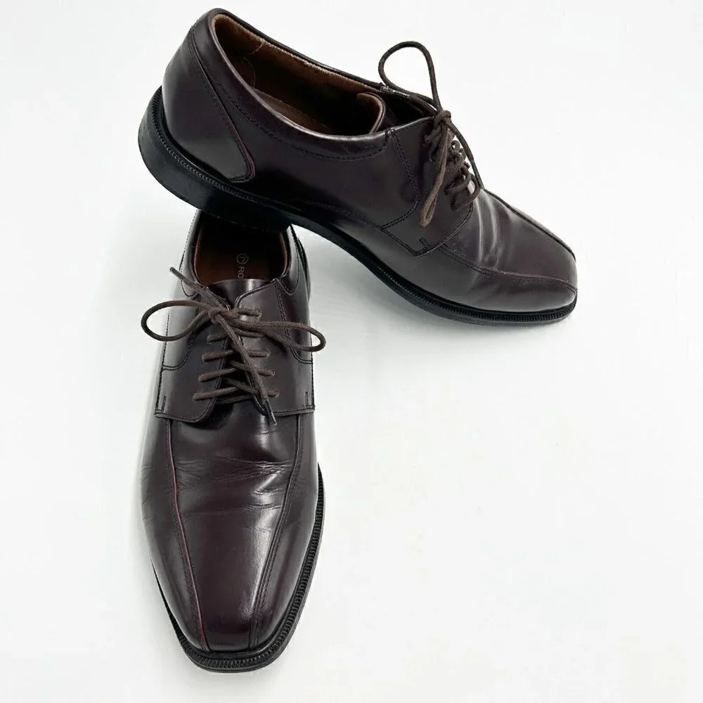 Rockport Adiprene by Adidas Size 9.5 Brown/Burgundy Leather Lace Up Dress Shoes